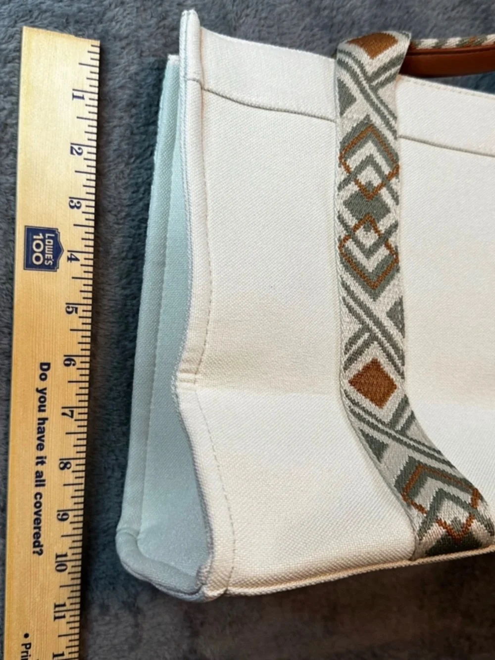 Canvas Tote/Computer/Laptop Purse Bag Beige Brown Handles Shoulder Strap NWT
